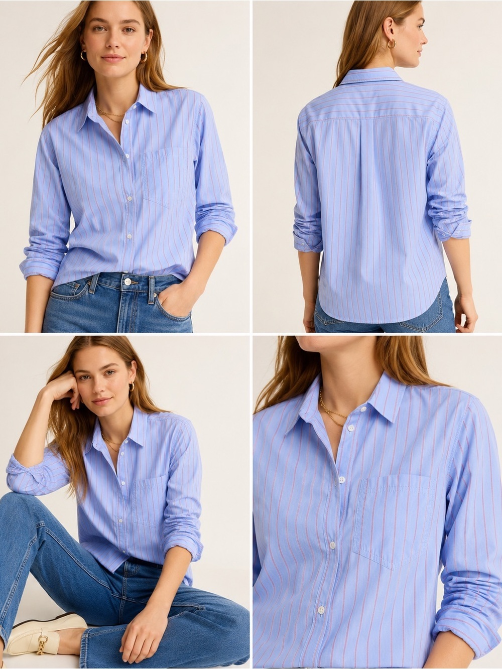 J.Crew Garçon Shirt Striped Regenagri Cotton Poplin Button Front Women’s Size 8